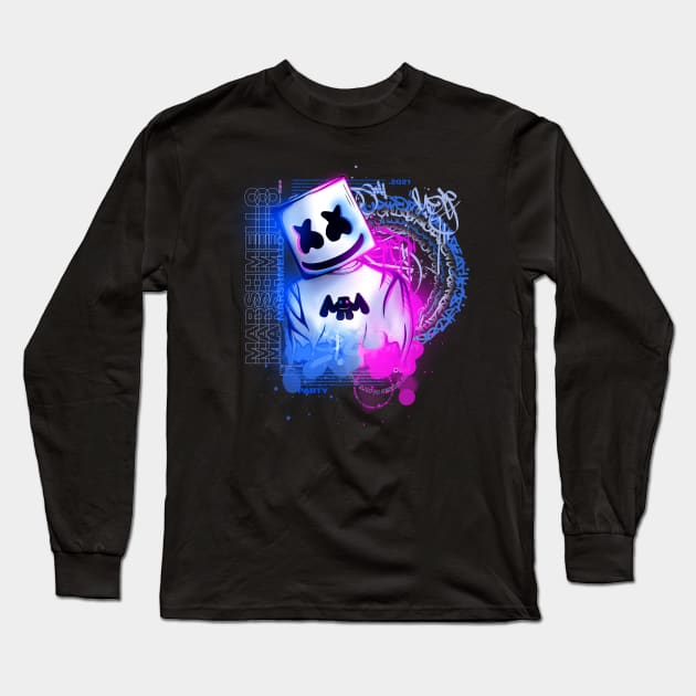 Marshmello | Modern Graffiti Synthwave Retrowave Long Sleeve T-Shirt by DenielHast